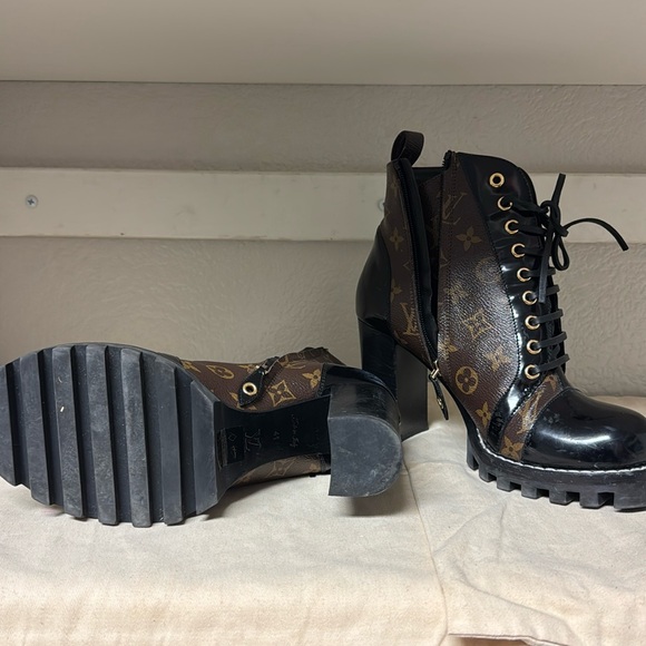 Louis Vuitton Black and Brown Heeled Boots - Picture 6 of 6